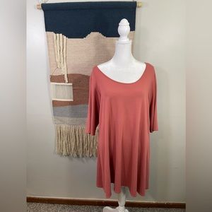 Ladies Eileen Fisher Coral Viscose Stretch Tunic Blouse Top Size 1X